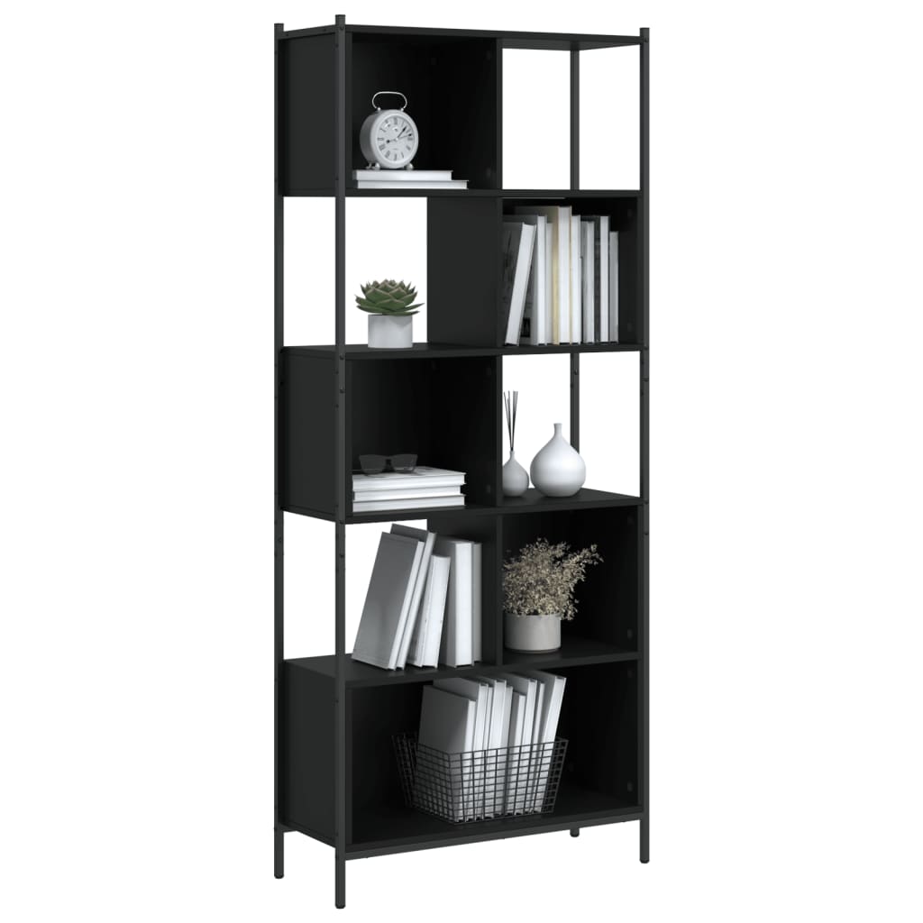 Libreria Nera 72x28x172 cm in Legno Multistrato 3213652