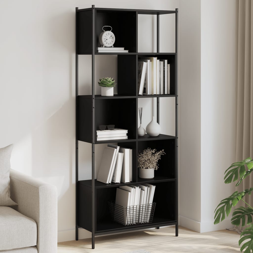 Libreria Nera 72x28x172 cm in Legno Multistrato 3213652