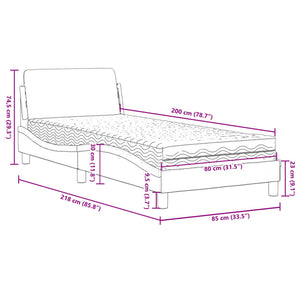 Letto con Materasso Grigio Scuro 80x200 cm in Tessuto 3208285