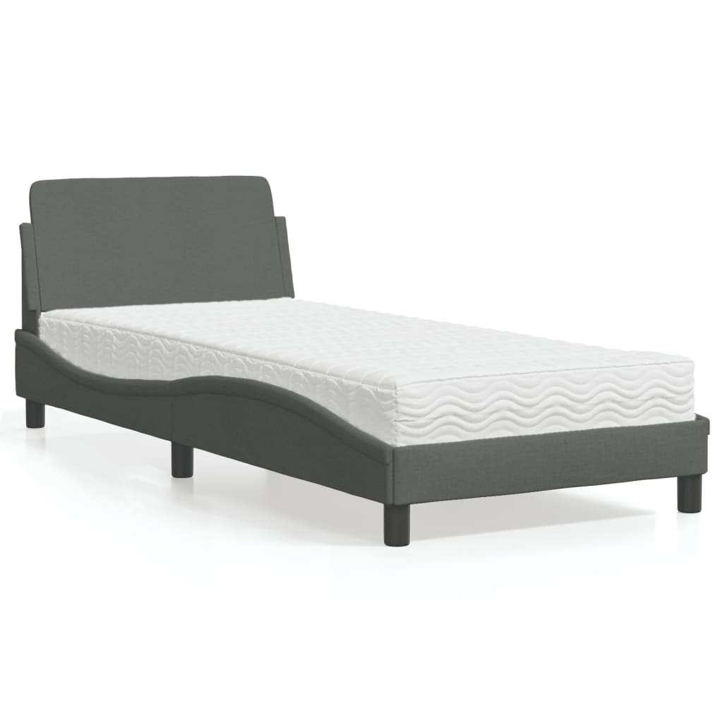 Letto con Materasso Grigio Scuro 80x200 cm in Tessuto 3208285