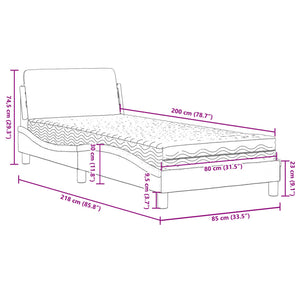 Letto con Materasso Marrone Scuro 80x200 cm in Tessuto 3208287