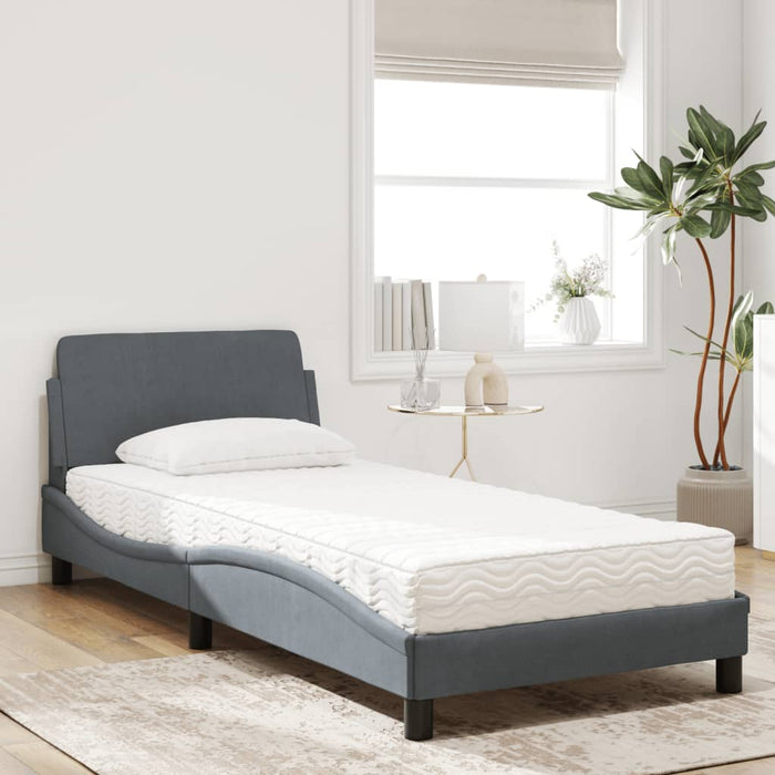 Letto con Materasso Grigio Scuro 80x200 cm in Velluto 3208292