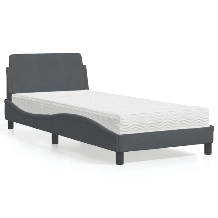 Letto con Materasso Grigio Scuro 80x200 cm in Velluto 3208292