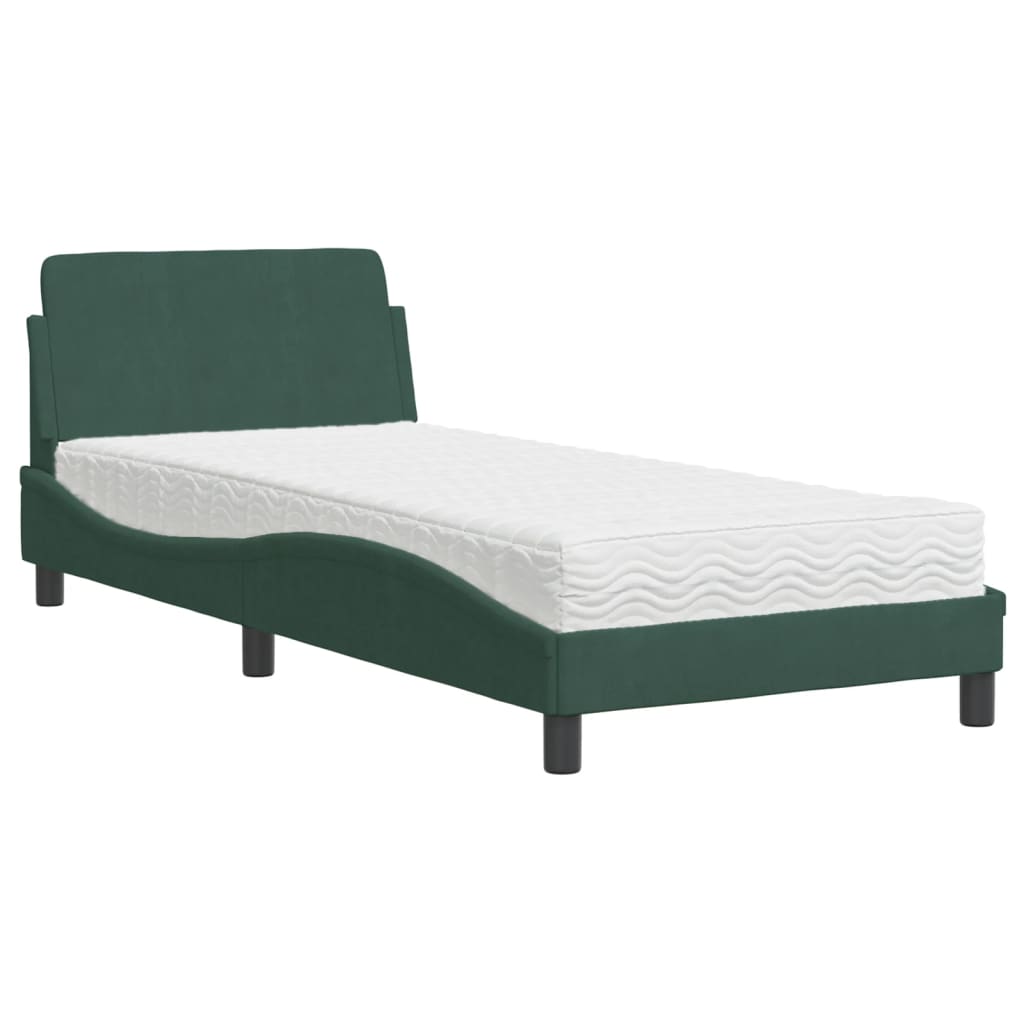 Letto con Materasso Verde Scuro 80x200 cm in Velluto 3208294