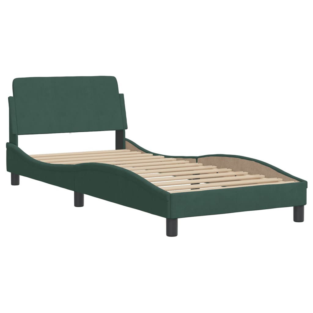 Letto con Materasso Verde Scuro 80x200 cm in Velluto 3208294