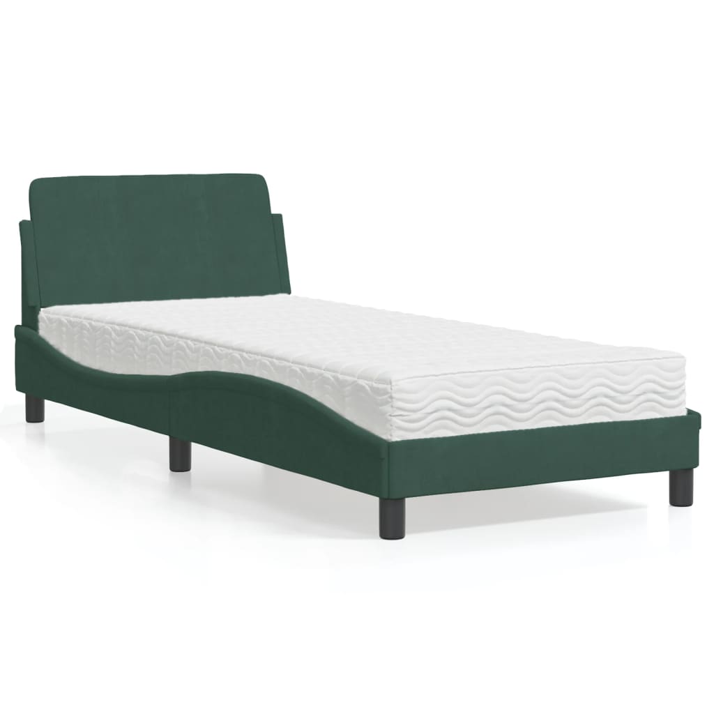 Letto con Materasso Verde Scuro 80x200 cm in Velluto 3208294