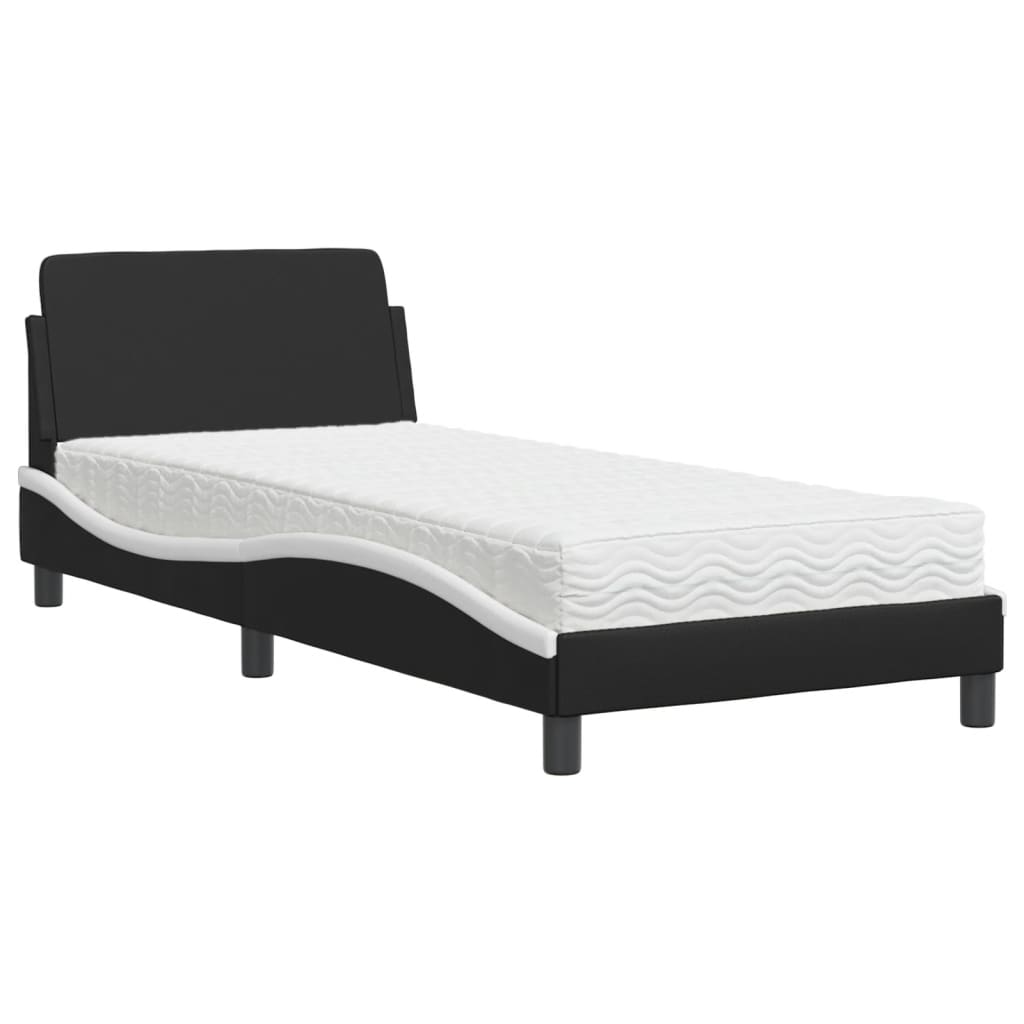 Letto con Materasso Nero e Bianco 80x200 cm in Similpelle 3208302