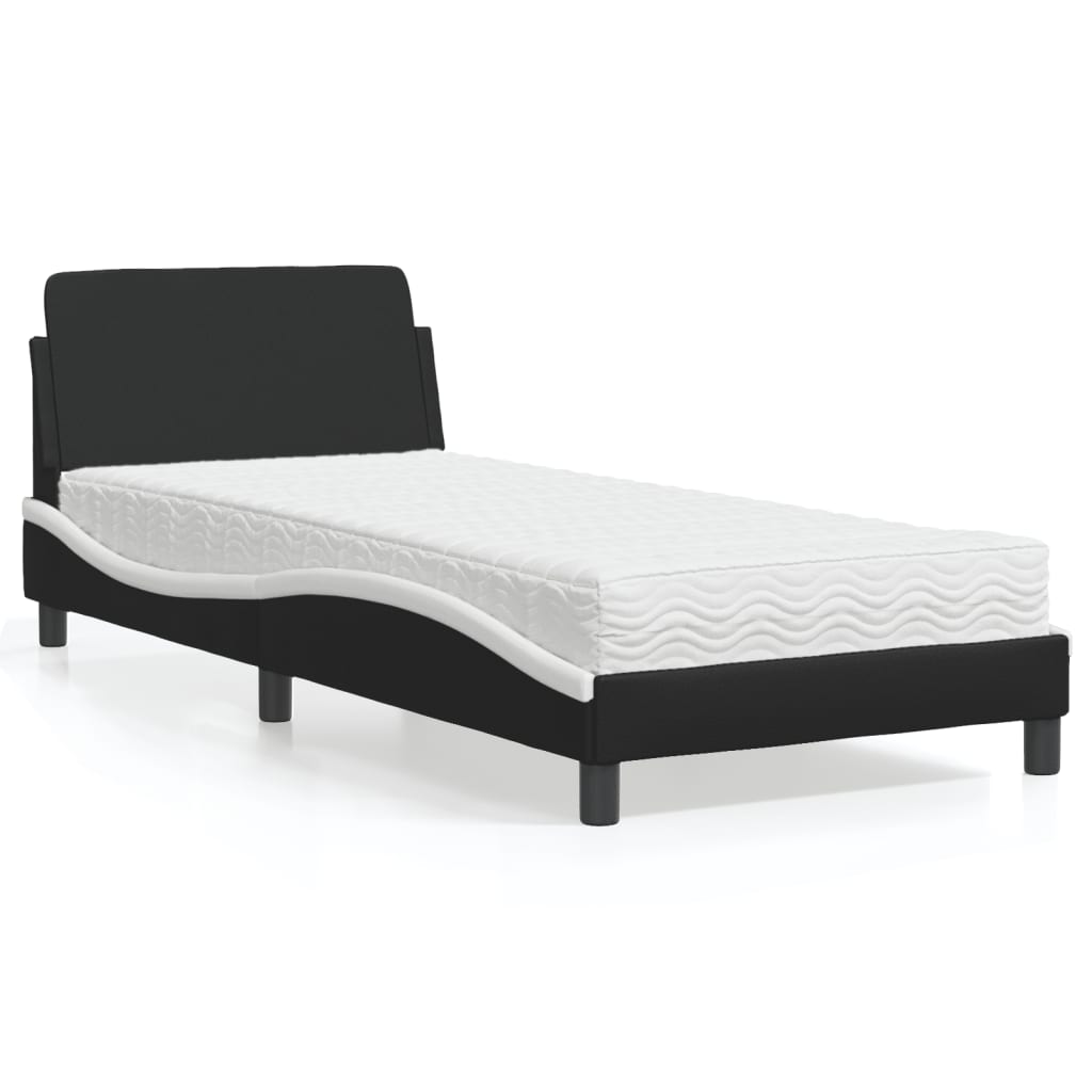 Letto con Materasso Nero e Bianco 80x200 cm in Similpelle 3208302