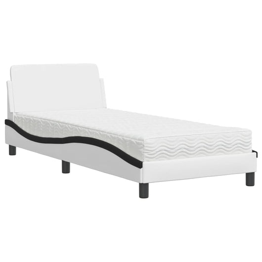 Letto con Materasso Nero e Bianco 80x200 cm in Similpelle 3208303