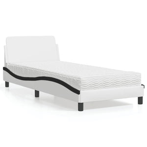 Letto con Materasso Nero e Bianco 80x200 cm in Similpelle 3208303