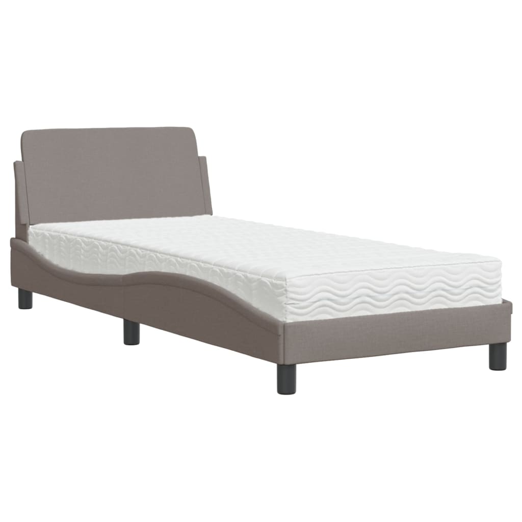 Letto con Materasso Tortora 90x190 cm in Tessuto 3208308