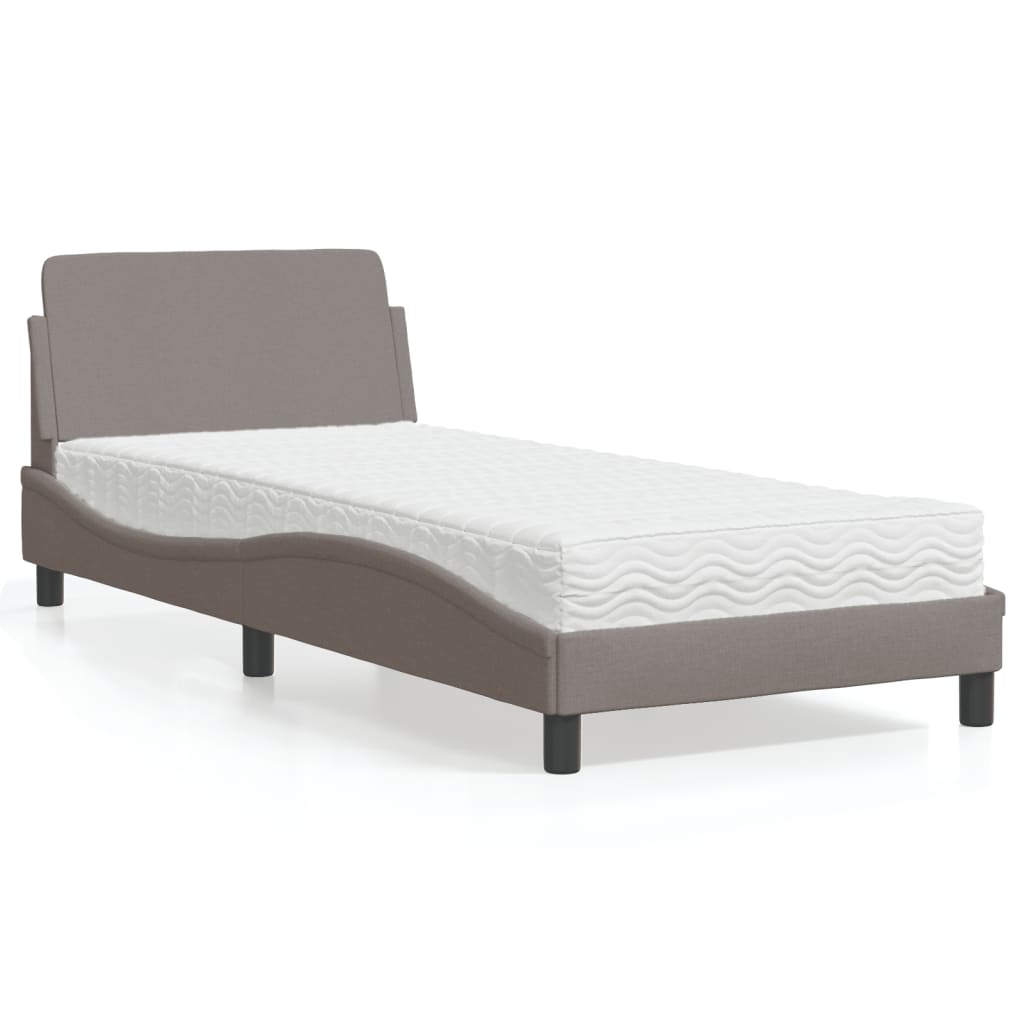 Letto con Materasso Tortora 90x190 cm in Tessuto 3208308