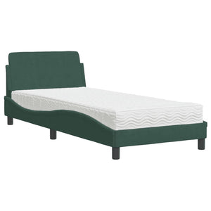 Letto con Materasso Verde Scuro 90x190 cm in Velluto 3208314