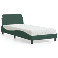 Letto con Materasso Verde Scuro 90x190 cm in Velluto 3208314