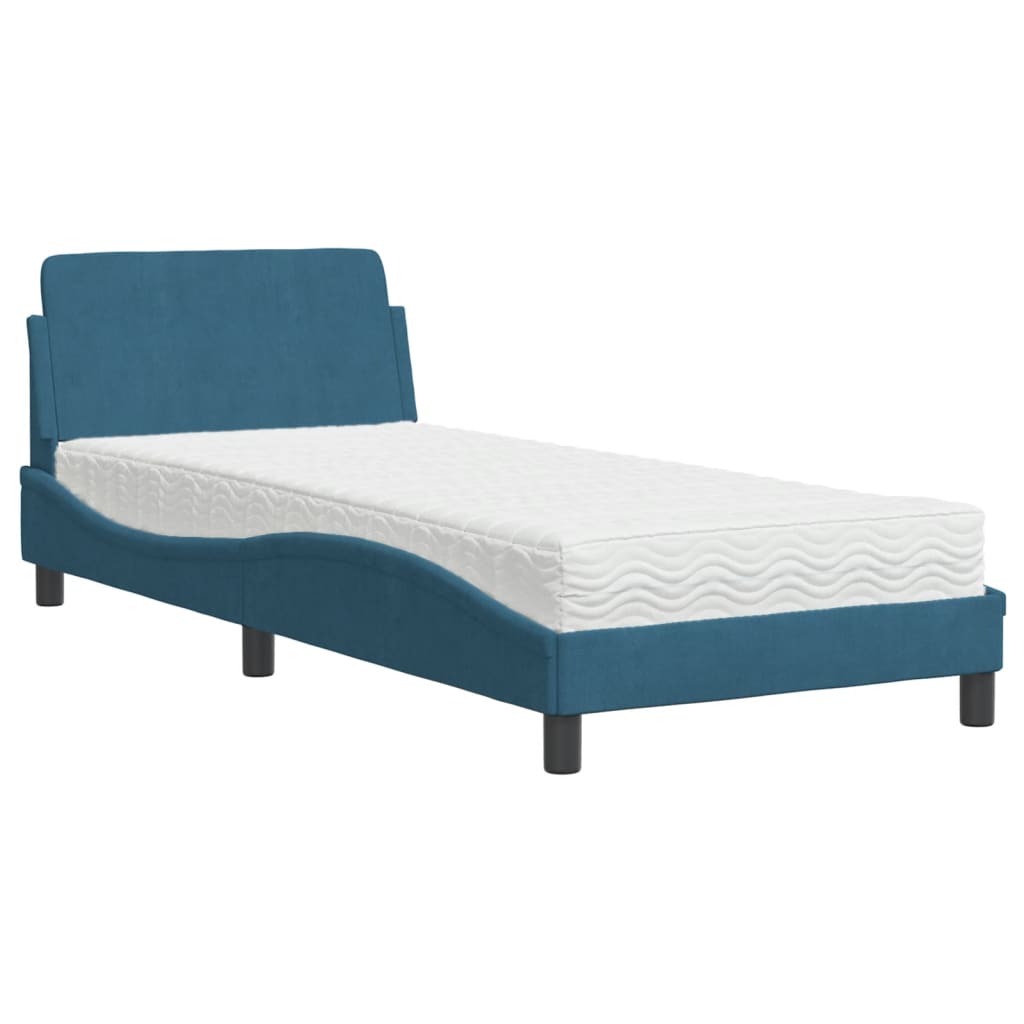 Letto con Materasso Blu 90x190 cm in Velluto 3208315