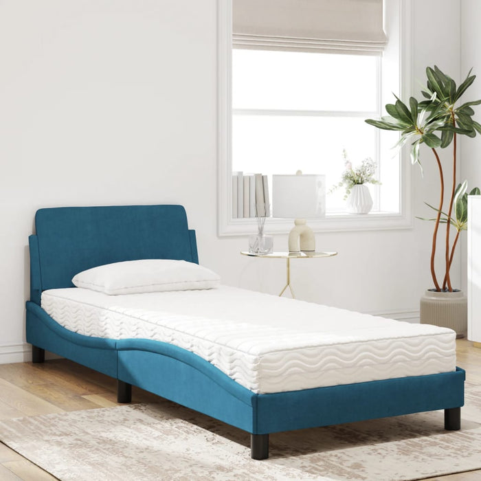 Letto con Materasso Blu 90x190 cm in Velluto 3208315