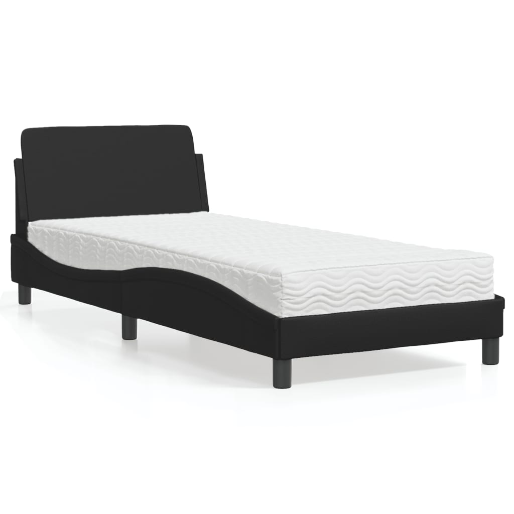 Letto con Materasso Nero 90x190 cm in Similpelle 3208317