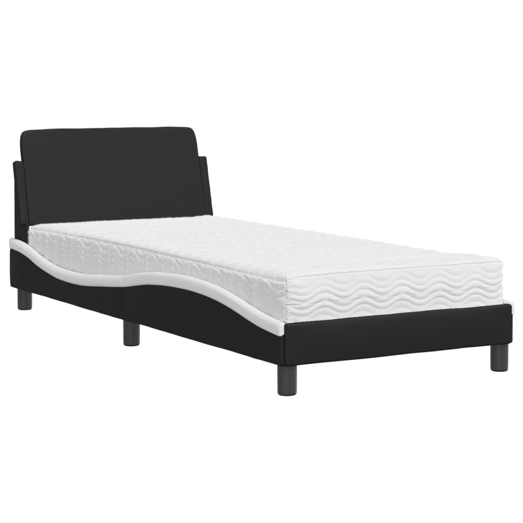 Letto con Materasso Nero e Bianco 90x190 cm in Similpelle 3208322