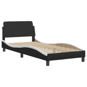 Letto con Materasso Nero e Bianco 90x190 cm in Similpelle 3208322