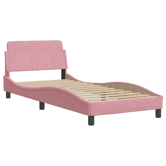 Letto con Materasso Rosa 90x200 cm in Velluto 3208336