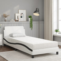 Letto con Materasso Nero e Bianco 90x200 cm in Similpelle 3208343