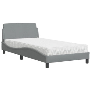 Letto con Materasso Grigio Chiaro 100x200 cm in Tessuto 3208344