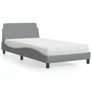 Letto con Materasso Grigio Chiaro 100x200 cm in Tessuto 3208344