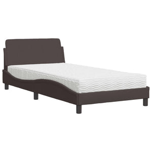 Letto con Materasso Marrone Scuro 100x200 cm in Tessuto 3208347