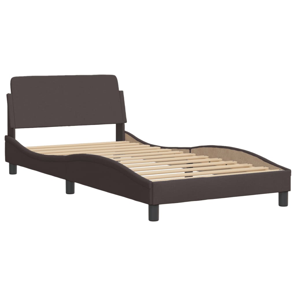 Letto con Materasso Marrone Scuro 100x200 cm in Tessuto 3208347