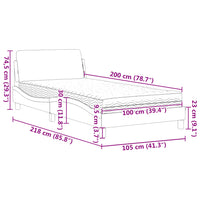 Letto con Materasso Marrone Scuro 100x200 cm in Tessuto 3208347