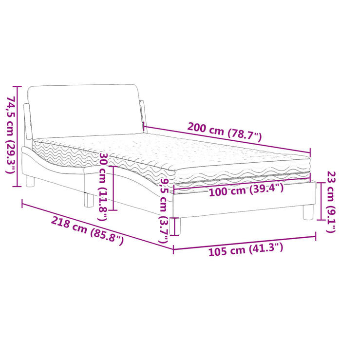 Letto con Materasso Marrone Scuro 100x200 cm in Tessuto 3208347