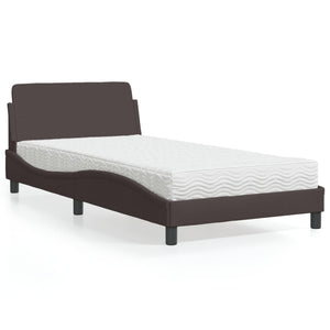 Letto con Materasso Marrone Scuro 100x200 cm in Tessuto 3208347