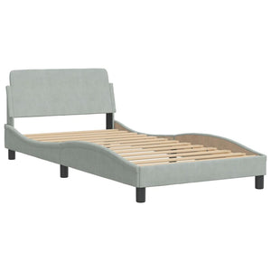 Letto con Materasso Grigio Chiaro 100x200 cm in Velluto 3208351