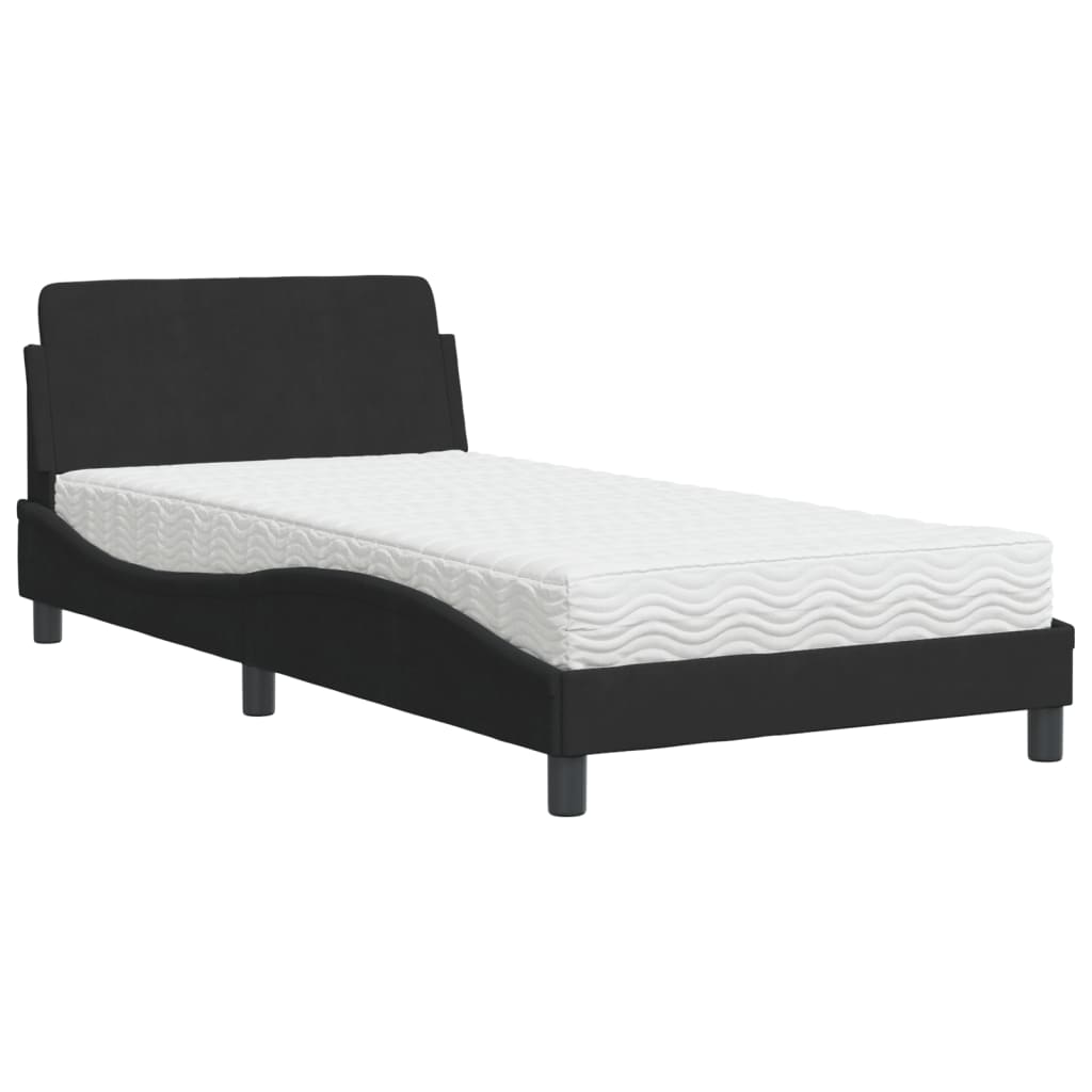 Letto con Materasso Nero 100x200 cm in Velluto 3208353