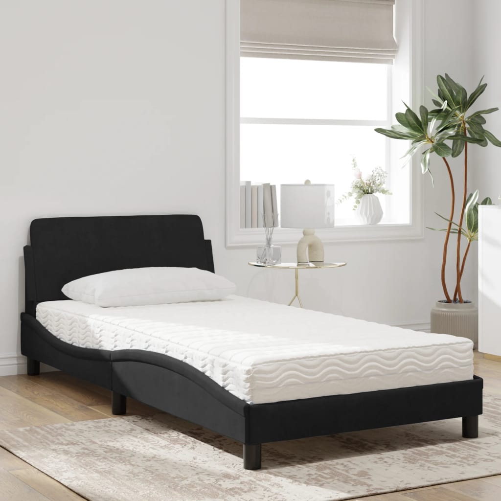 Letto con Materasso Nero 100x200 cm in Velluto 3208353