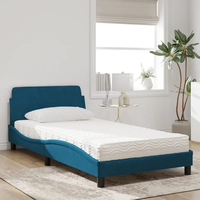 Letto con Materasso Blu 100x200 cm in Velluto 3208355