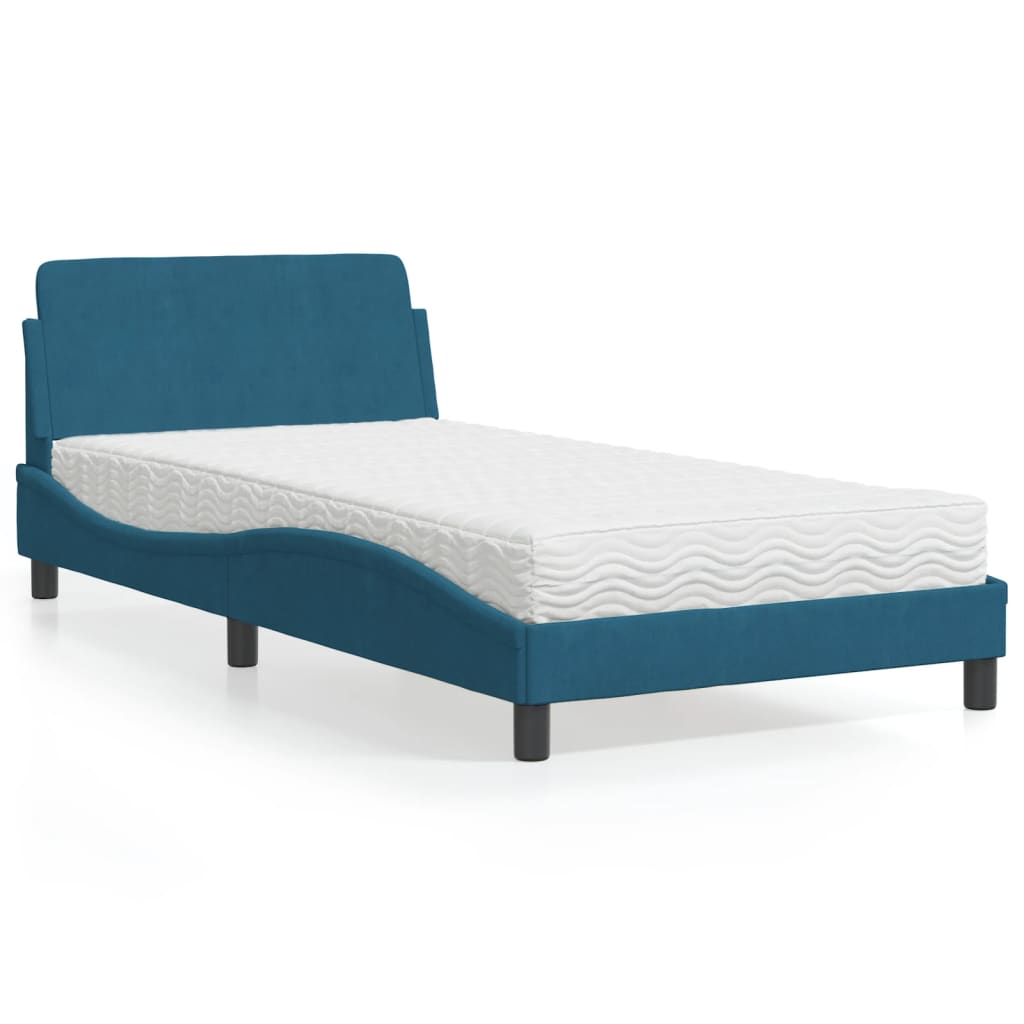 Letto con Materasso Blu 100x200 cm in Velluto 3208355