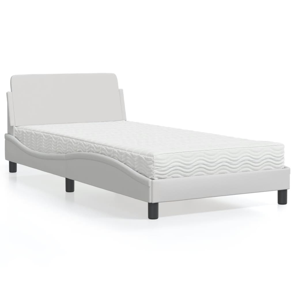 Letto con Materasso Bianco 100x200 cm in Similpelle 3208358