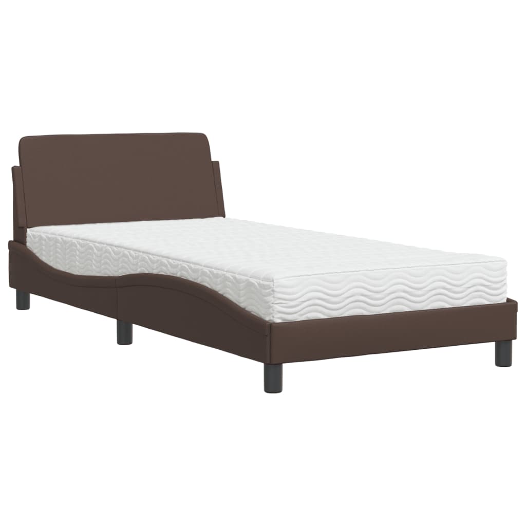 Letto con Materasso Marrone 100x200cm in Similpelle 3208359