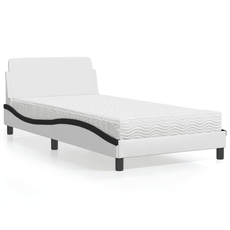 Letto con Materasso Bianco e Nero 100x200 cm in Similpelle 3208363