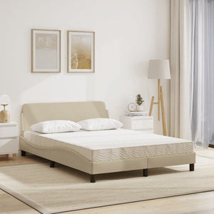 Letto con Materasso Crema 120x200 cm in Tessuto 3208369