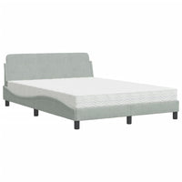 Letto con Materasso Grigio Chiaro 120x200 cm in Velluto 3208371