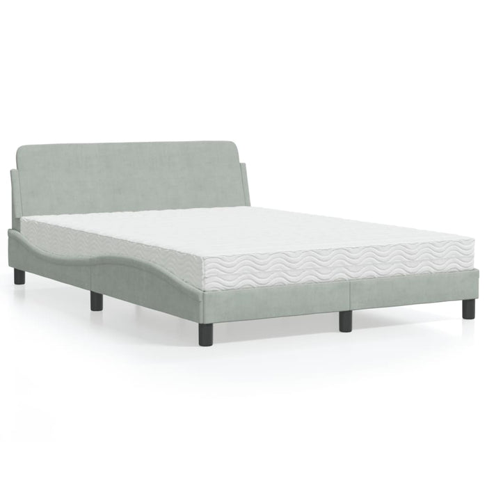 Letto con Materasso Grigio Chiaro 120x200 cm in Velluto 3208371