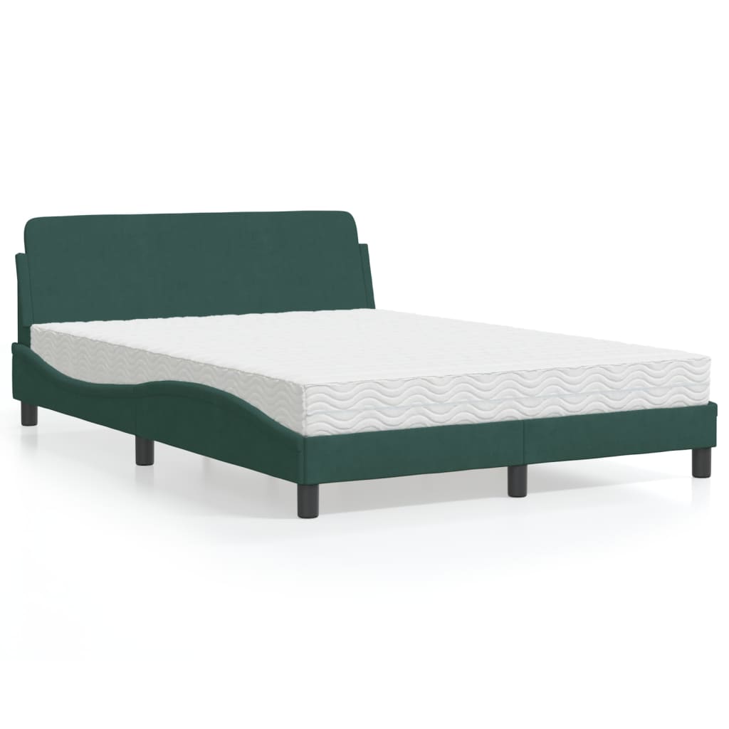 Letto con Materasso Verde Scuro 120x200 cm in Velluto 3208374