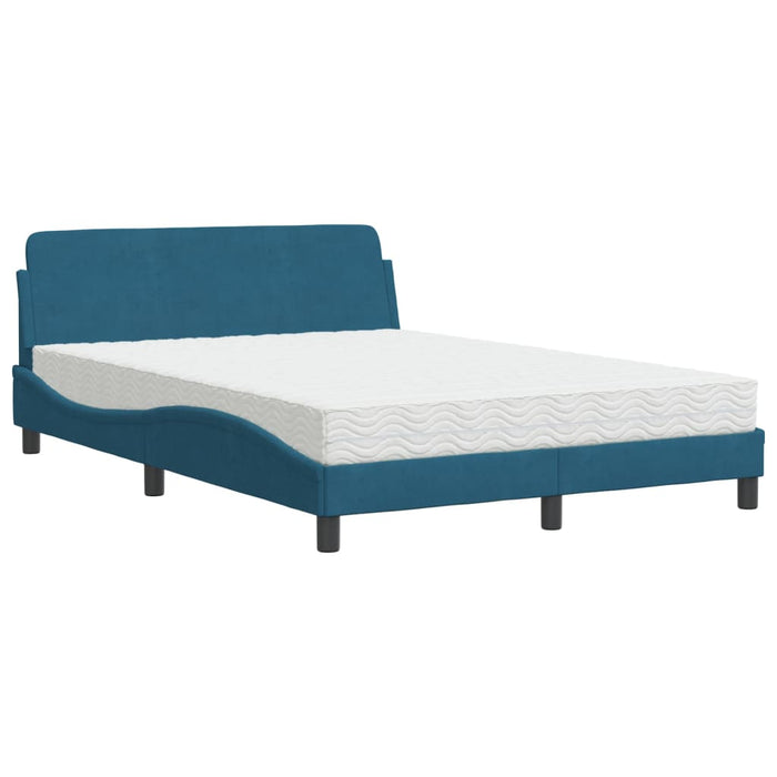 Letto con Materasso Blu 120x200 cm in Velluto 3208375