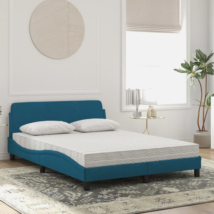 Letto con Materasso Blu 120x200 cm in Velluto 3208375