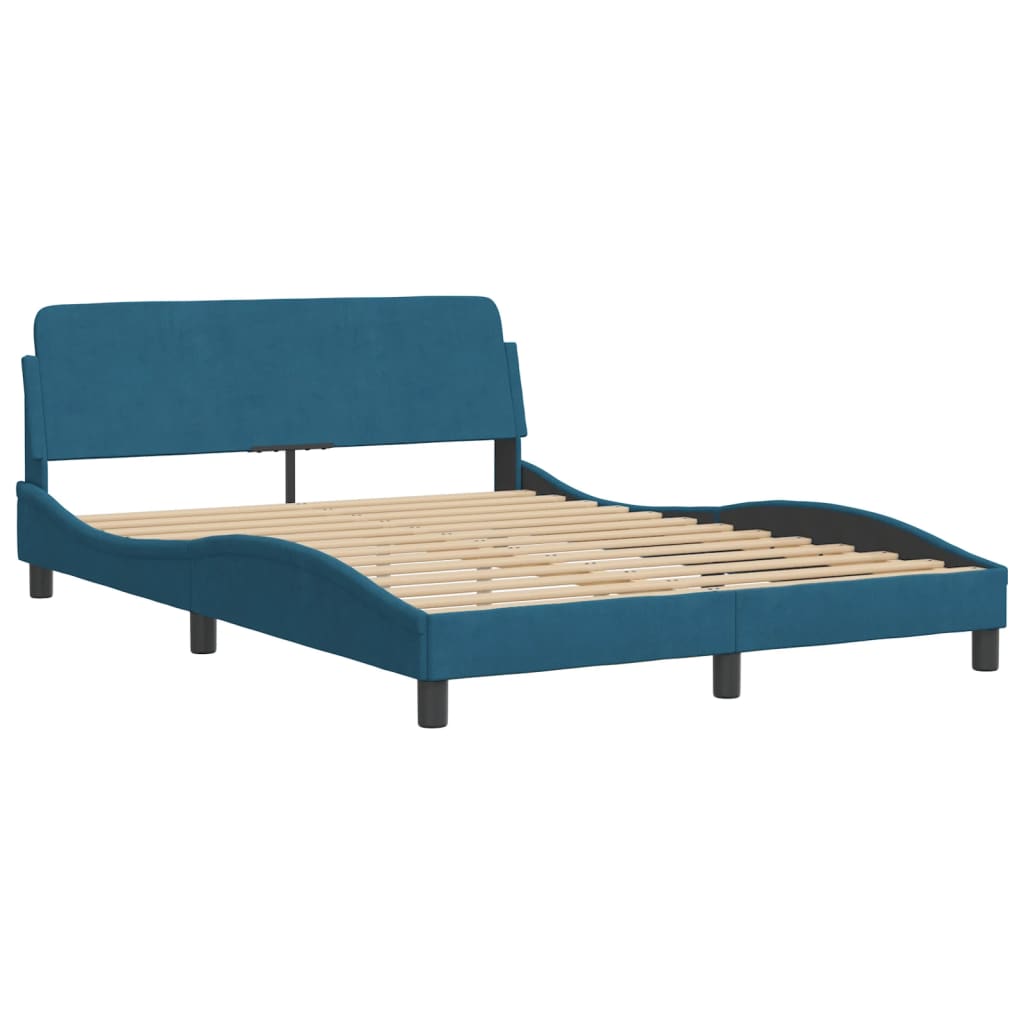 Letto con Materasso Blu 120x200 cm in Velluto 3208375