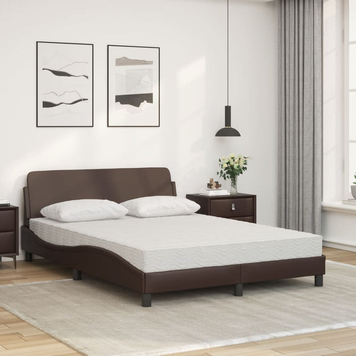 Letto con Materasso Marrone 120x200cm in Similpelle 3208379