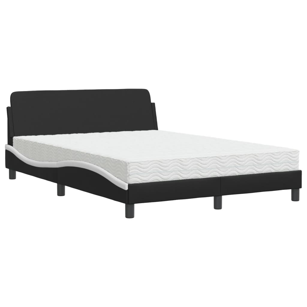 Letto con Materasso Nero e Bianco 120x200 cm in Similpelle 3208382