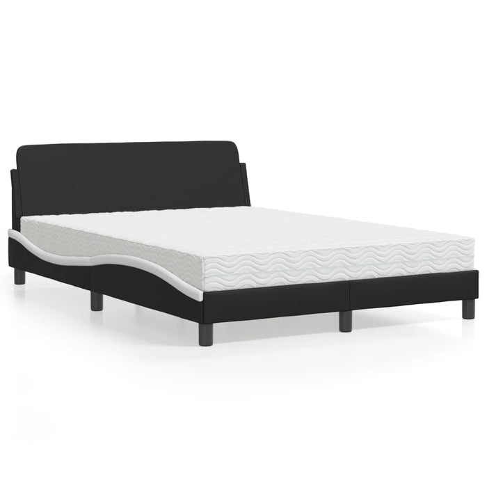 Letto con Materasso Nero e Bianco 120x200 cm in Similpelle 3208382